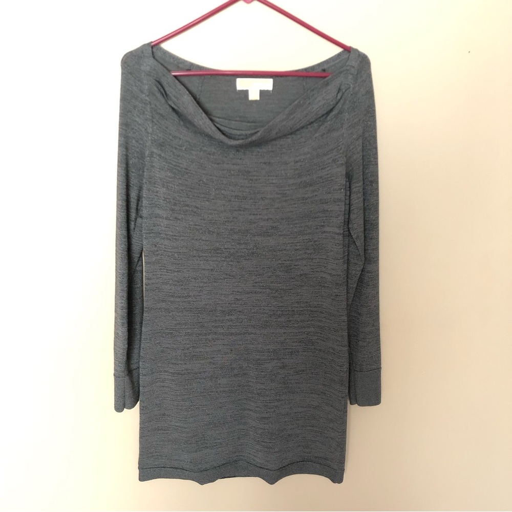 Michael Kors grey shimmer Cowl neck long sleeve tunic dress size medium